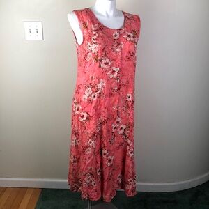 Serengeti Button Front Sleeveless Sundress Pink Floral